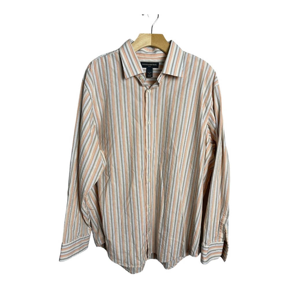 Banana Republic Striped Button Down Shirt Size XXL 100% Cotton